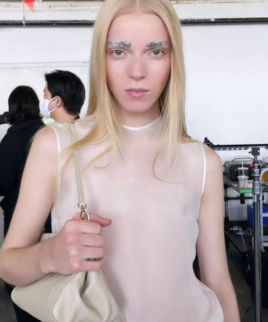 Glittered eyebrows in NYFW 2022 